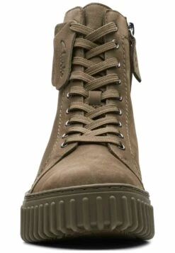 Clarks Enkellaarsjes Met Plateauzool - Dark Olive Nub -Clarks 0f09b4bf987249aeb47740b431726ee4