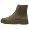 Clarks Enkellaarsjes Met Plateauzool - Dark Olive Nub