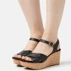 Clarks Elleri Plum - Sandalen Met Plateauzool - Black