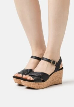 Clarks Elleri Plum - Sandalen Met Plateauzool - Black