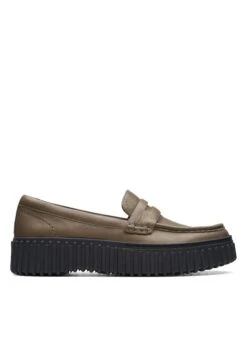 Clarks Torhill Penny - D - Mocassins - Dark Olive Nub -Clarks 65c3d0a113484aeda5aa4eba2e6420ad