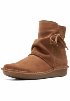 Clarks Enkellaarsjes Met Plateauzool - Dark Tan Suede -Clarks 86935c99b7d046d0a04a7e61ef32aea0