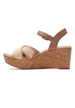 Clarks Elleri Plum - D - Sandalen Met Sleehak - Beige / Brown